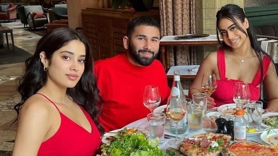 Janhvi Kapoor with Nysa Devgan and Orhan Awatramani in Amsterdam.