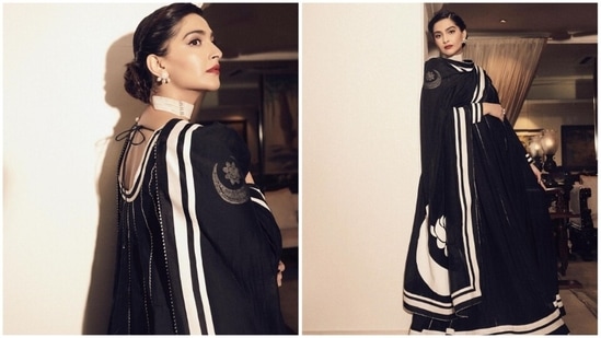 Sonam Kapoor recently took to her Instagram handle to treat her family of more than 34.4 million with stunning photos of herself in a black printed anarkali from the collection of designer Masaba Gupta's label House of Masaba.(Instagram/@sonamkapoor)