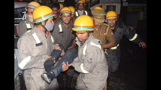 Fire broke at a four-storey building in Lucknow that was a housing a gym