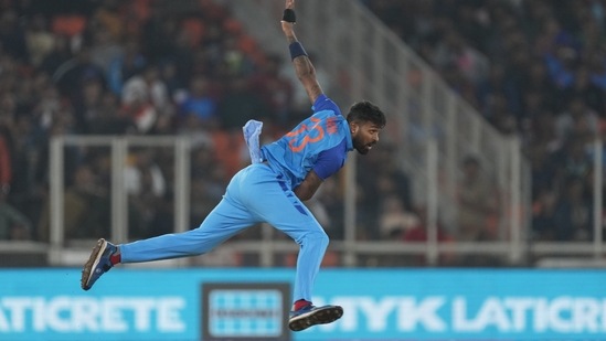 Hardik Pandya in action for Team India.(AP)