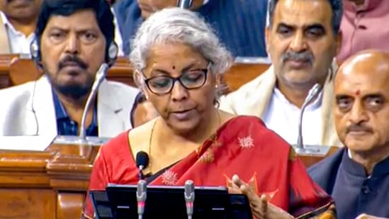 Union Finance Minister Nirmala Sitharaman presents the Union Budget 2023-24.(PTI)
