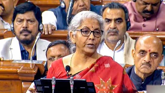 Union Finance Minister Nirmala Sitharaman presents the Union Budget 2023-24 in the Lok Sabha, in New Delhi, Wednesday, Feb 1, 2023.(PTI)
