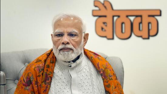 Prime Minister Narendra Modi during the BJP Central Election Committee meeting for Nagaland Legislative Assembly elections, at the party Headquarters in New Delhi, on Wednesday. (PTI)