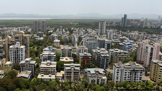 An aerial view of housing and real estate, in Navi Mumbai.(Bachchan Kumar/HT PHOTO)