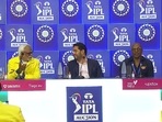 Mumbai Indians Owner Akash Ambani, Chennai Super Kings (CSK) CEO Kasi Viswanathan and SunRisers Hyderabad head coach Brian Lara during a joint press conference of IPL 2023 Auction(ANI/ IPL) Mumbai Indians Owner Akash Ambani, Chennai Super Kings (CSK) CEO Kasi Viswanathan and SunRisers Hyderabad head coach Brian Lara during a joint press conference of IPL 2023 Auction(ANI/ IPL)