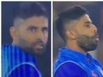 Suryakumar Yadav was also awestruck upon watching his own replay on the big screen(BCCI-Screengrabs) Suryakumar Yadav was also awestruck upon watching his own replay on the big screen(BCCI-Screengrabs)