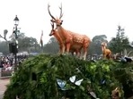 Uttarakhand's tableau depicting the Corbett National Park and Almora's Jageshwar Dham. (File) Uttarakhand's tableau depicting the Corbett National Park and Almora's Jageshwar Dham. (File)