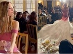 Model leaves everyone shocked as she drags tablecloth, food connected to dress. (Instagram) Model leaves everyone shocked as she drags tablecloth, food connected to dress. (Instagram)