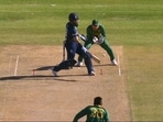 Moeen Ali attempts a single-handed reverse hit(Twitter) Moeen Ali attempts a single-handed reverse hit(Twitter)