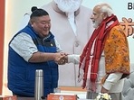 Nagaland Minister Temjen Imna Along shaking hands with PM Modi.(Twitter/@AlongImna) Nagaland Minister Temjen Imna Along shaking hands with PM Modi.(Twitter/@AlongImna)
