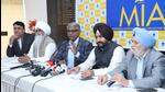 Members of Mohali Industries Association during a conference at the Chandigarh Press Club on Thursday. (HT Photo) Members of Mohali Industries Association during a conference at the Chandigarh Press Club on Thursday. (HT Photo)