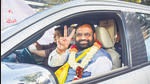 Nagpur: MVA's candidate Sudhakar Adbale flashes the victory sign after winning from Nagpur teachers' seat in the Maharashtra Legislative Council elections, in Nagpur, Thursday, Feb. 2, 2023. (PTI Photo)(PTI02_02_2023_000251B) (PTI) Nagpur: MVA's candidate Sudhakar Adbale flashes the victory sign after winning from Nagpur teachers' seat in the Maharashtra Legislative Council elections, in Nagpur, Thursday, Feb. 2, 2023. (PTI Photo)(PTI02_02_2023_000251B) (PTI)