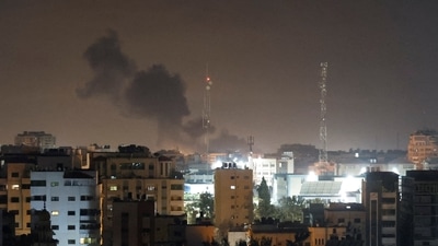 Smoke rises during Israeli airstrikes in Gaza City, February 2. (REUTERS)