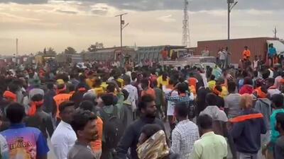 The villagers in Tamil Nadu’s Krishnagiri district gathered in large numbers on the Bengaluru highway in Hosur. (Sourced)
