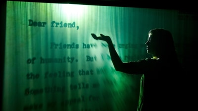 Covering Letter, 2012: Projected onto a fog screen, this installation showcases a letter written by Mahatma Gandhi to Adolf Hitler a few weeks before Germany invaded Poland in 1939, in effect starting World War 2. In his letter, Gandhi made an urgent appeal for peace. He began his note with the words “Dear Friend”, even though he was addressing one of the most violent people in history. As the words ascend through a film of mist, the audience can walk through it, inhabiting and dissipating the text. The title comes from the idea that Gandhi’s letter, which is sadly always relevant, acts as a “covering letter” to the endless resumé of human violence. (Courtesy: Jitish Kallat)