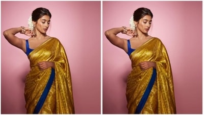 Pooja's ethnic diaries are a favourite among her fans. A few days back, the actor looked ethereal in a yellow silk saree as she posed for a photoshoot. (Instagram/@hegdepooja) Pooja's ethnic diaries are a favourite among her fans. A few days back, the actor looked ethereal in a yellow silk saree as she posed for a photoshoot. (Instagram/@hegdepooja)