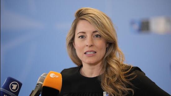 Canada’s foreign Minister Melanie Joly arrives for the first day of the meeting of Nato Ministers of Foreign Affairs in Bucharest, Romania. (AP/FILE)