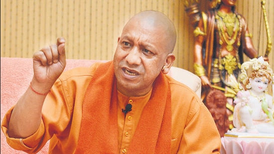 Lucknow, India - Feb. 02, 2023: Uttar Pradesh Chief Minister Yogi Adityanath interview with Hindustan Times at CM official residence in Lucknow, Uttar Pradesh India on Thursday, February 02, 2023. (Photo by Deepak Gupta/ Hindustan Times)
