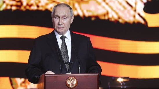 Vladimir Putin delivers his speech as he attends commemorations marking the 80th anniversary of the Soviet victory in the battle of Stalingrad. (AP)