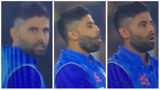 Suryakumar Yadav was also awestruck upon watching his own replay on the big screen(BCCI-Screengrabs) Suryakumar Yadav was also awestruck upon watching his own replay on the big screen(BCCI-Screengrabs)
