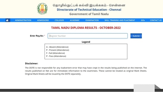 TNDTE diploma result out at dte.tn.gov.in