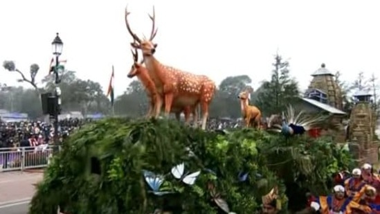 Uttarakhand's tableau depicting the Corbett National Park and Almora's Jageshwar Dham. (File)