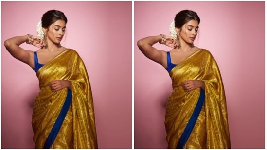 Pooja's ethnic diaries are a favourite among her fans. A few days back, the actor looked ethereal in a yellow silk saree as she posed for a photoshoot. (Instagram/@hegdepooja)