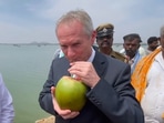 UNGA President Csaba Korosi at the KC valley wastewater management project in Karnataka on Wednesday.(@UN_PGA/Twitter) UNGA President Csaba Korosi at the KC valley wastewater management project in Karnataka on Wednesday.(@UN_PGA/Twitter)