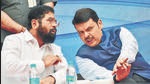 Mumbai, India - October 10, 2022: Chief Minister Eknath Shinde, Deputy Chief Minister Devendra Fadnavis during the launch of Mumbai, India - October 10, 2022: Chief Minister Eknath Shinde, Deputy Chief Minister Devendra Fadnavis during the launch of