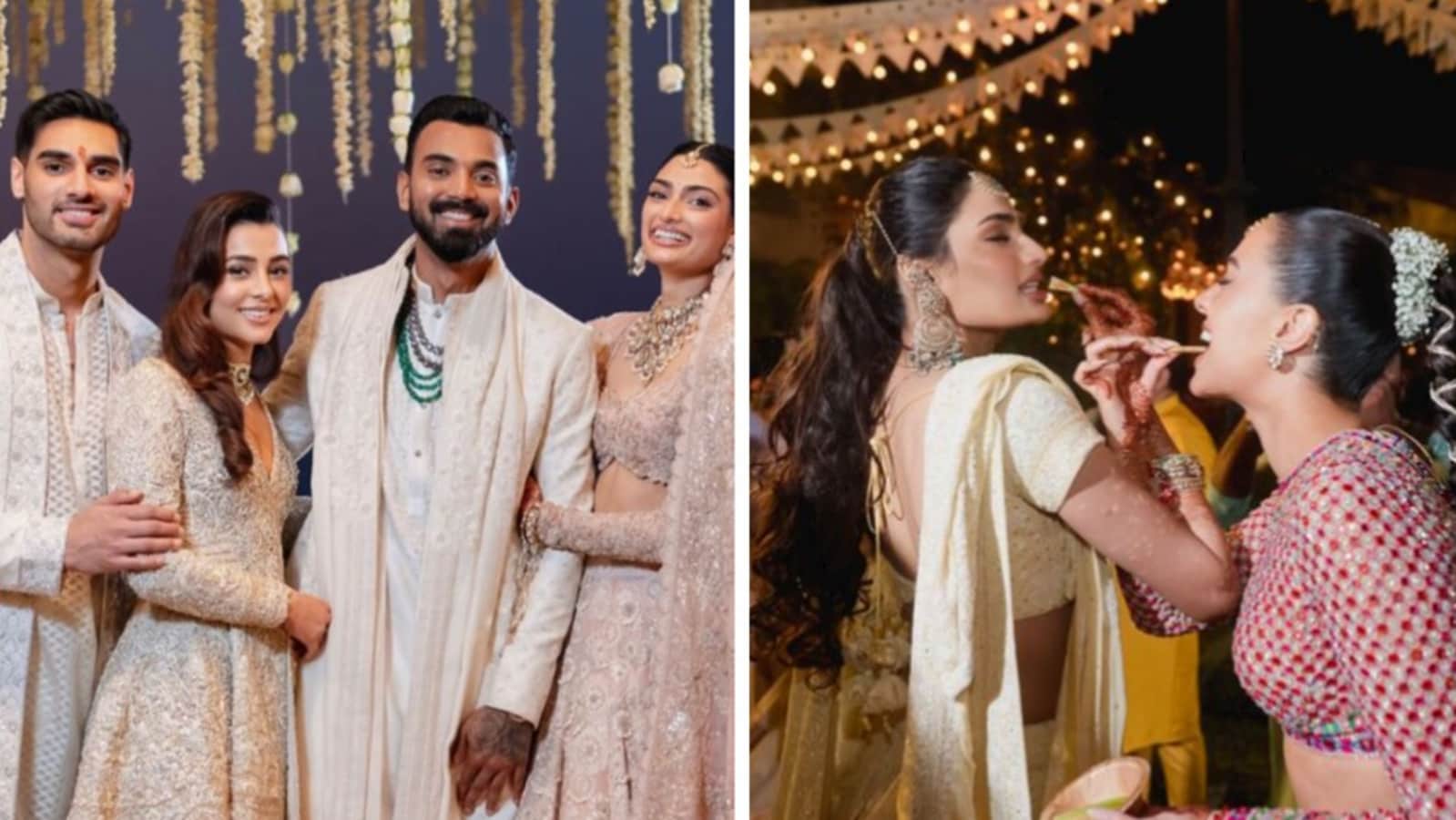 Athiya Shetty, KL Rahul pose with Ahan Shetty and his girlfriend Tania Shroff in unseen wedding ceremony pics