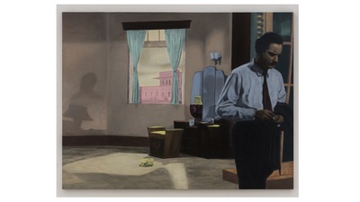 ‘Suresh Sinha in a pensive mood,’ 2020-2022. Guru Dutt as Suresh Sinha in 'Kagaz ke Phool,' 1959. Director Guru Dutt. (Courtesy Atul Dodiya / Chemould Prescott Road) ‘Suresh Sinha in a pensive mood,’ 2020-2022. Guru Dutt as Suresh Sinha in 'Kagaz ke Phool,' 1959. Director Guru Dutt. (Courtesy Atul Dodiya / Chemould Prescott Road)
