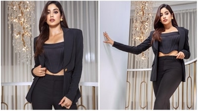 Janhvi Kapoor: The Roohi actor is taking fashion to a whole new level with her bold yet jaw-dropping wardrobe picks. You can keep it chic yet glamorous by pairing a pantsuit with a corset-inspired top and elegant jewellery. (Instagram/@janhvikapoor) Janhvi Kapoor: The Roohi actor is taking fashion to a whole new level with her bold yet jaw-dropping wardrobe picks. You can keep it chic yet glamorous by pairing a pantsuit with a corset-inspired top and elegant jewellery. (Instagram/@janhvikapoor)