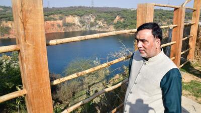 Delhi environment and forest minister Gopal Rai inaugurated the eco tourism facilities at Neeli Jheel, Asola-Bhati Wildlife Sanctuary in New Delhi, on Friday. (HT Photo) Delhi environment and forest minister Gopal Rai inaugurated the eco tourism facilities at Neeli Jheel, Asola-Bhati Wildlife Sanctuary in New Delhi, on Friday. (HT Photo)
