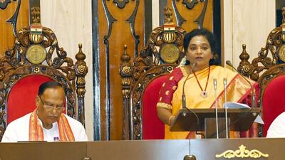 Governor Dr Tamilisai Soundararajan hailed Telangana for not only emerging as a strong state financially over the last few years, but also one of the top performers in the country in welfare and development. (HT Photo) Governor Dr Tamilisai Soundararajan hailed Telangana for not only emerging as a strong state financially over the last few years, but also one of the top performers in the country in welfare and development. (HT Photo)