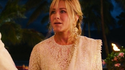 For a wedding sequence of the film Murder Mystery 2, Jennifer Aniston wore an ivory Chikankari lehenga from the Khaab Mijwan collection of designer Manish Malhotra's clothing house.&nbsp; (PTI)