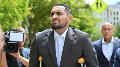 Australian tennis player Nick Kyrgios arrives on crutches to the magistrate's court in Canberra on February 3, 2023. - Kyrgios will try to have an assault charge against him dismissed on mental health grounds. (Photo by SAEED KHAN / AFP) (AFP) Australian tennis player Nick Kyrgios arrives on crutches to the magistrate's court in Canberra on February 3, 2023. - Kyrgios will try to have an assault charge against him dismissed on mental health grounds. (Photo by SAEED KHAN / AFP) (AFP)