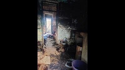 The fire brigade officials said that the deceased was residing alone in the building. (RAHUL RAUT/ HT)