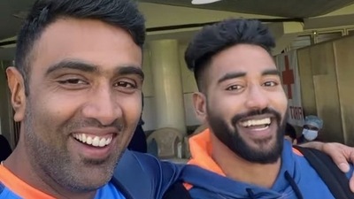 Ravichandran Ashwin with teammate Mohammed Siraj (Twitter) Ravichandran Ashwin with teammate Mohammed Siraj (Twitter)