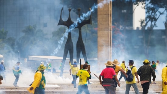 Brazil Riots: Supporters of Brazil's former President Jair Bolsonaro demonstrate.