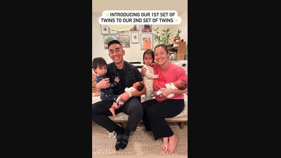 The image shows the parents with their two sets of twins.(Instagram/@stirandstyle)