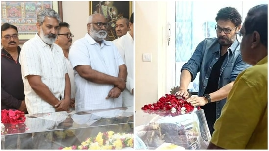  SS Rajamouli, MM Keeravani and Venkatesh Daggubati attend K Viswanath's last rites. 