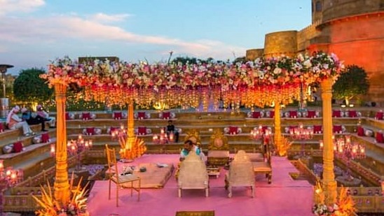 The palace has two gardens and courtyards, 83 rooms and direct air connectivity.(Instagram/@suryagarh)