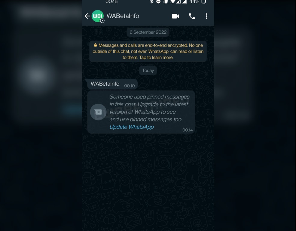 The 'pin message' feature WhatsApp is reportedly working on (Image courtesy: WABetaInfo)