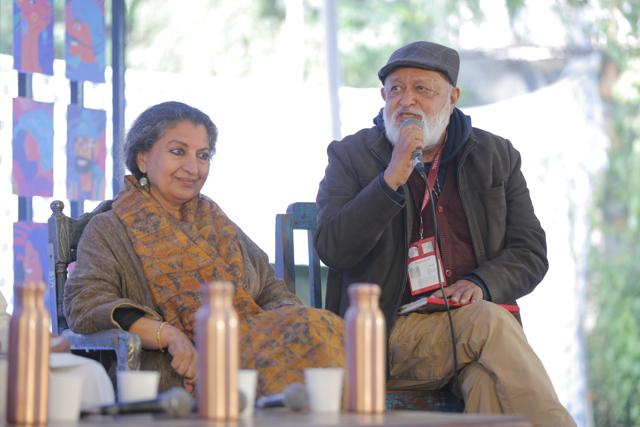 Authors Geetanjali Shree and Pushpesh Pant (Jaipur Literature Festival) Authors Geetanjali Shree and Pushpesh Pant (Jaipur Literature Festival)