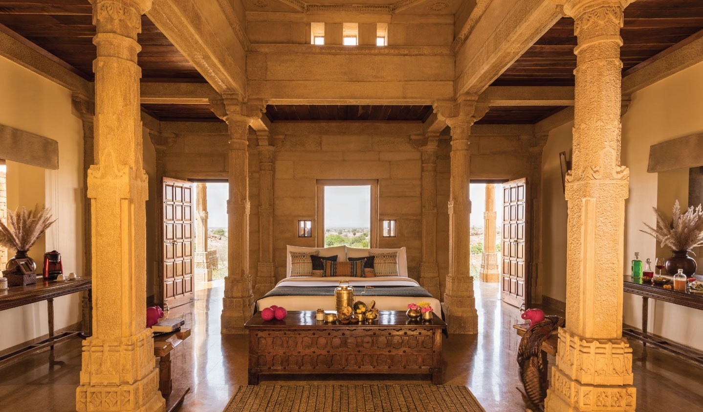 The Jaisalmer Haveli room at Suryagarh Palace.