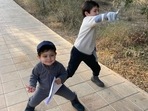 Jehangir Ali Khan with elder brother Taimur Ali Khan. Jehangir Ali Khan with elder brother Taimur Ali Khan.