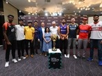 All eight teams' captains along with Mr. Joy Bhattacharjya, Mr. Tuhin Mishra, and Ms. Lalita Nayak, In-Charge Marketing, NPCI.(PVL) All eight teams' captains along with Mr. Joy Bhattacharjya, Mr. Tuhin Mishra, and Ms. Lalita Nayak, In-Charge Marketing, NPCI.(PVL)