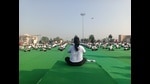 As part of the event, the children participated in a yoga session. (HT Photo) As part of the event, the children participated in a yoga session. (HT Photo)