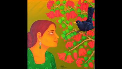 Award-winning artist Sabia Khan’s painting of Semul blooms. Award-winning artist Sabia Khan’s painting of Semul blooms.