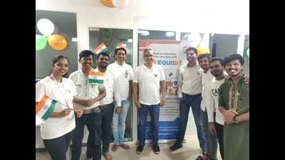Sunil Kumar (centre) and his Equibiz team. (HT PHOTO) Sunil Kumar (centre) and his Equibiz team. (HT PHOTO)